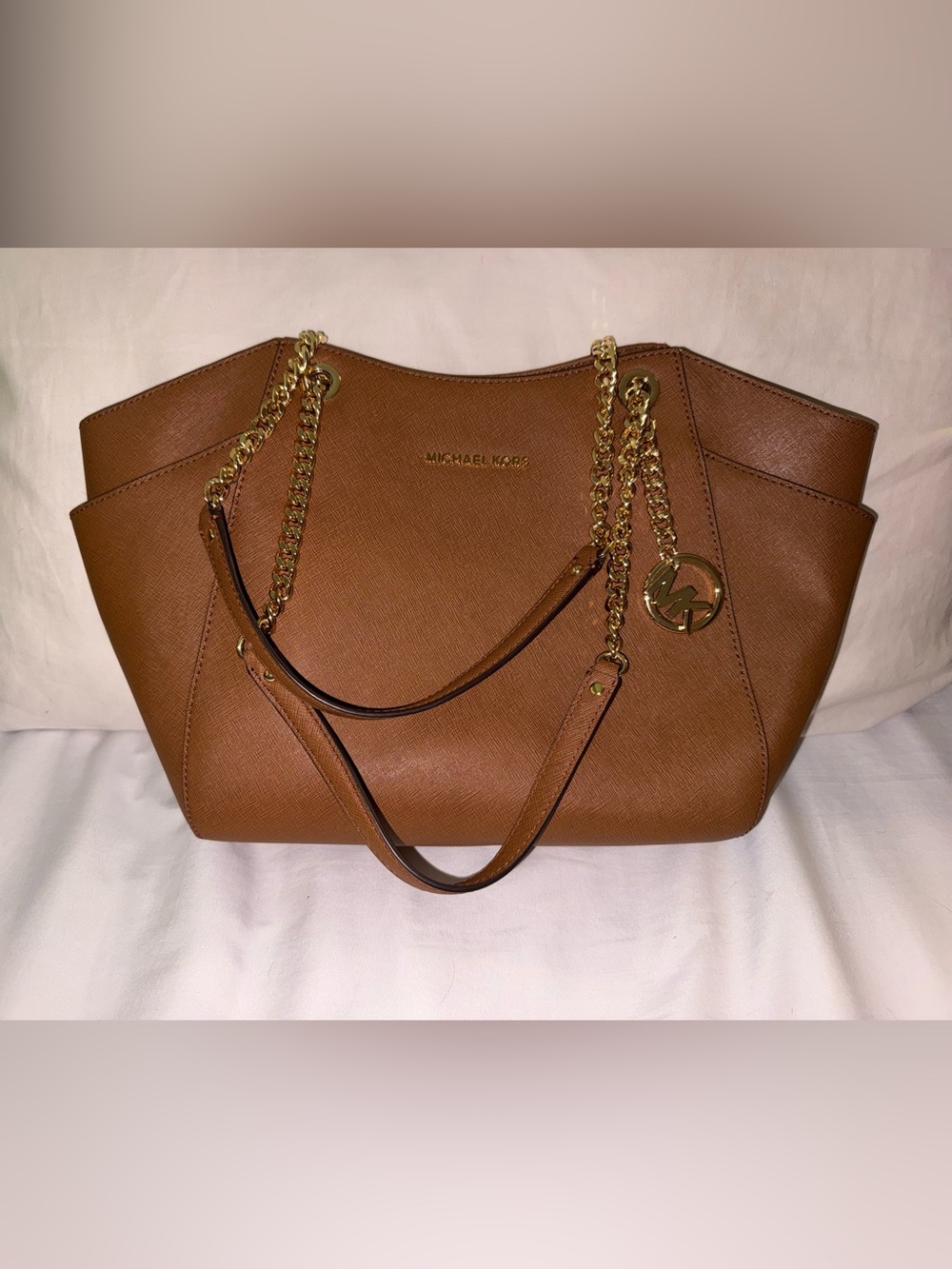 Michael Kors Leather Tote with Gold Chain Handles